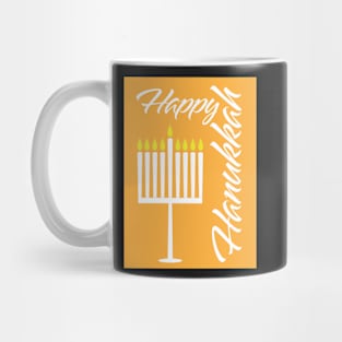 Happy Hanukkah greeting with Menorah illustration Mug